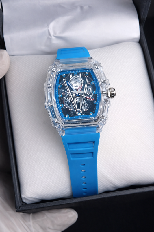 Blue Watch with Transparent Case