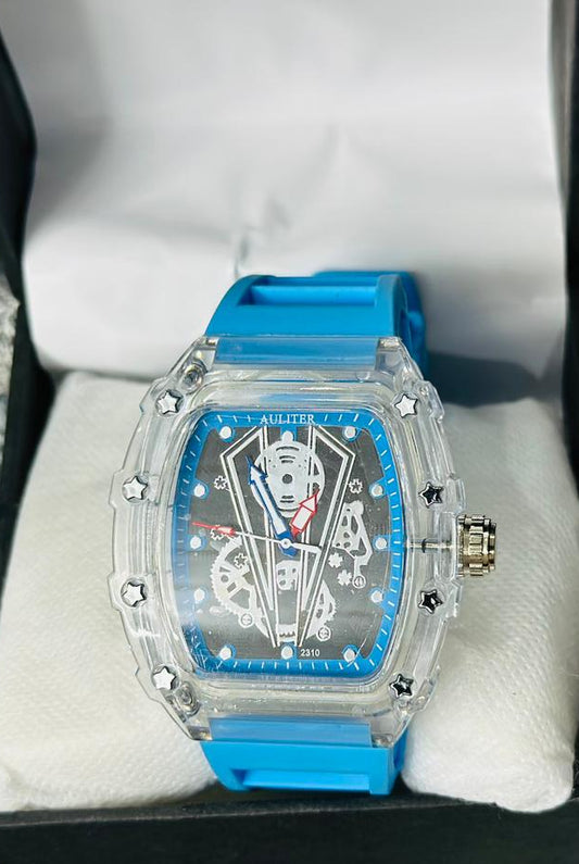Blue Watch with Transparent Case